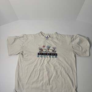 Vintage 90s Boulder Colorado Cycling Graphic T-Shirt - White - Size womens M